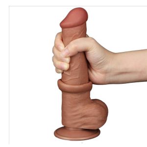 Dildo-Realistic-Sliding-Skin-Dual-Layer-Dong-Brown-III,-20,8-cm-mana
