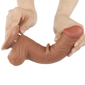 Dildo-Realistic-Sliding-Skin-Dual-Layer-Dong-Brown-III,-20,8-cm-maro