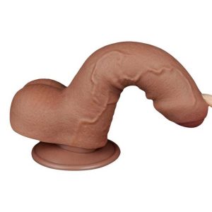 Dildo-Semi-Decalotat-Sliding-Skin-Dual-Layer-Dong-Brown-flexibil