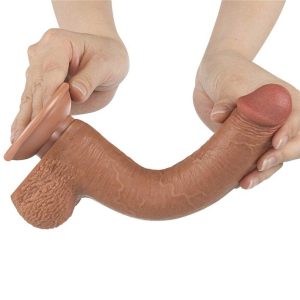 Dildo-Sliding-Skin-Dual-Layer-Dong-Brown,-22-cm-flexibil