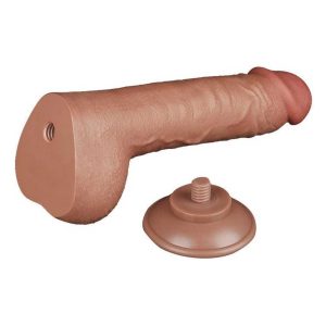 Dildo-Sliding-Skin-Dual-Layer-Dong-Brown,-24cm-cu-ventuza