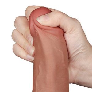 Dildo-Sliding-Skin-Dual-Layer-Dong-Brown,-24cm-moale