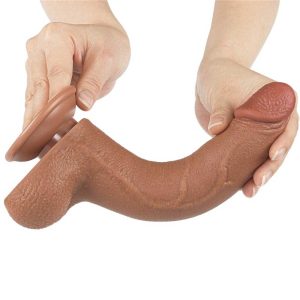 Dildo-Sliding-Skin-Dual-Layer-Dong-Brown-I,-flexibil