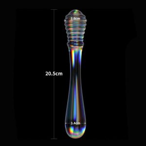 Dildo-Twilight-Gleam-Glass-Twin-Pleasures,-20,5-cm-dimensiuni