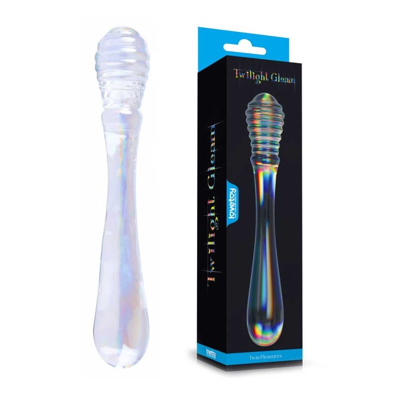 Dildo-Twilight-Gleam-Glass-Twin-Pleasures,-20,5-cm-impachetare