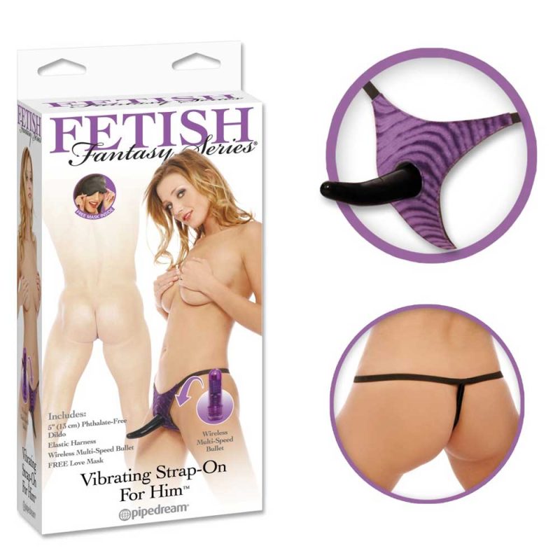 Strap-On Vibrating For Him Purple