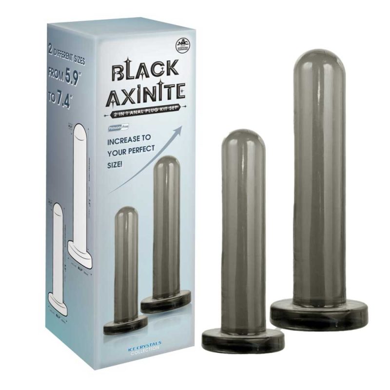 Black Axinite 2 in 1 Anal Plug Kit Set