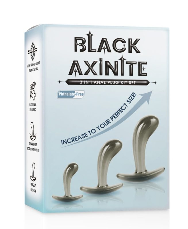Black Axinite 3 in 1 Anal Plug Kit Set I