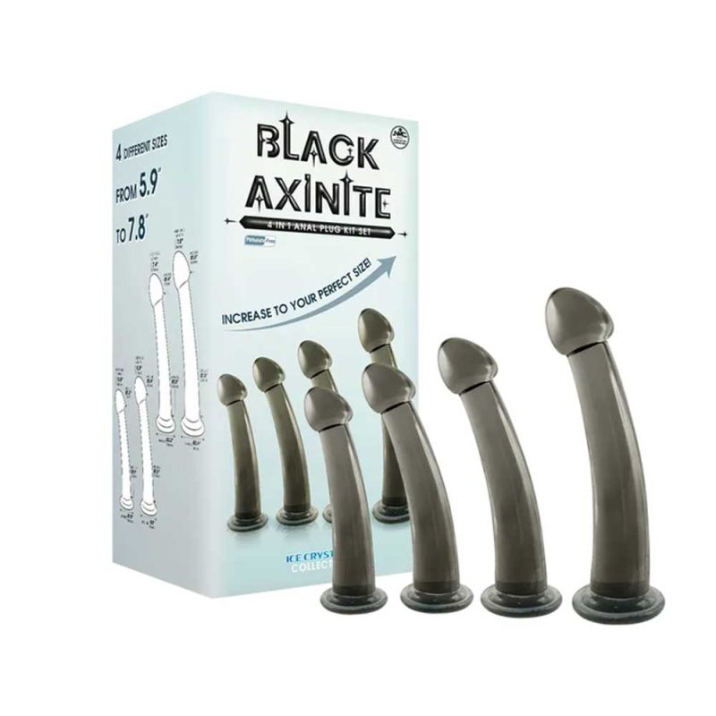 Black Axinite 4 in 1 Anal Plug Kit Set