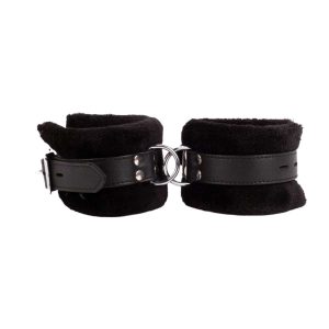 Cătușe BDSM cu Blană și Piele de Vițel
