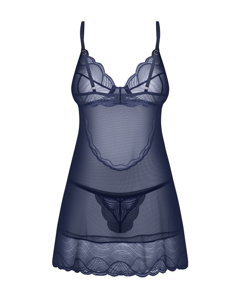Babydoll Nightly Blue Obsessive - Albastru Intens & Cupe cu Armătură - imagine 15