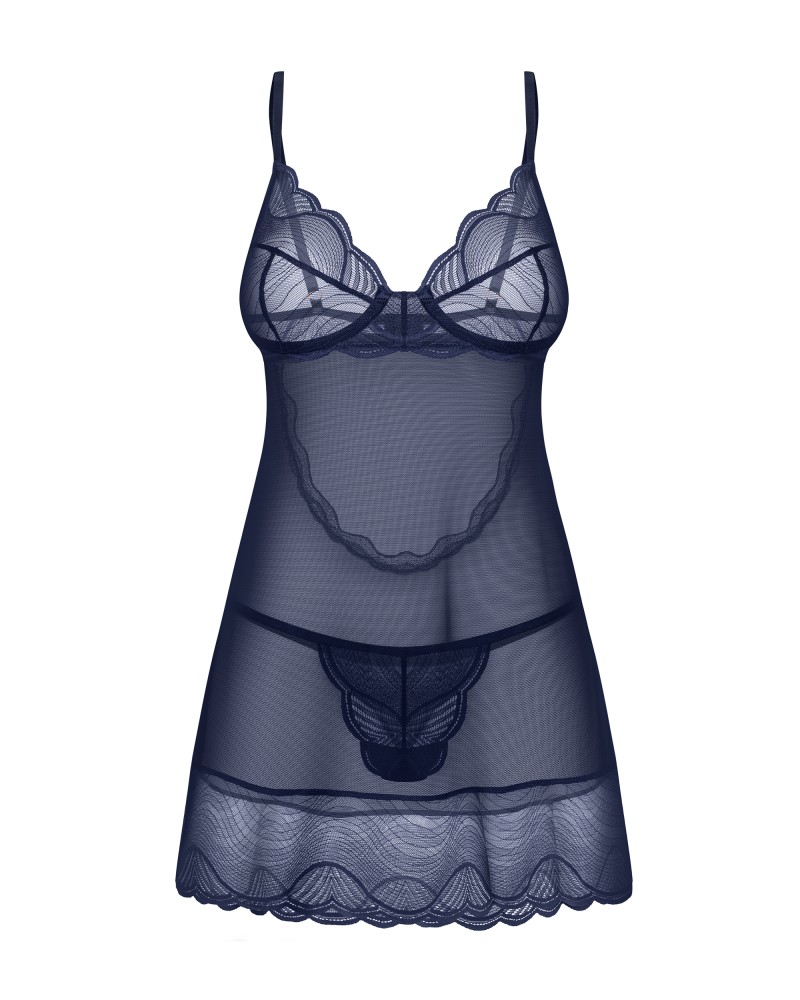 Babydoll Nightly Blue Obsessive - Albastru Intens & Cupe cu Armătură - imagine 16