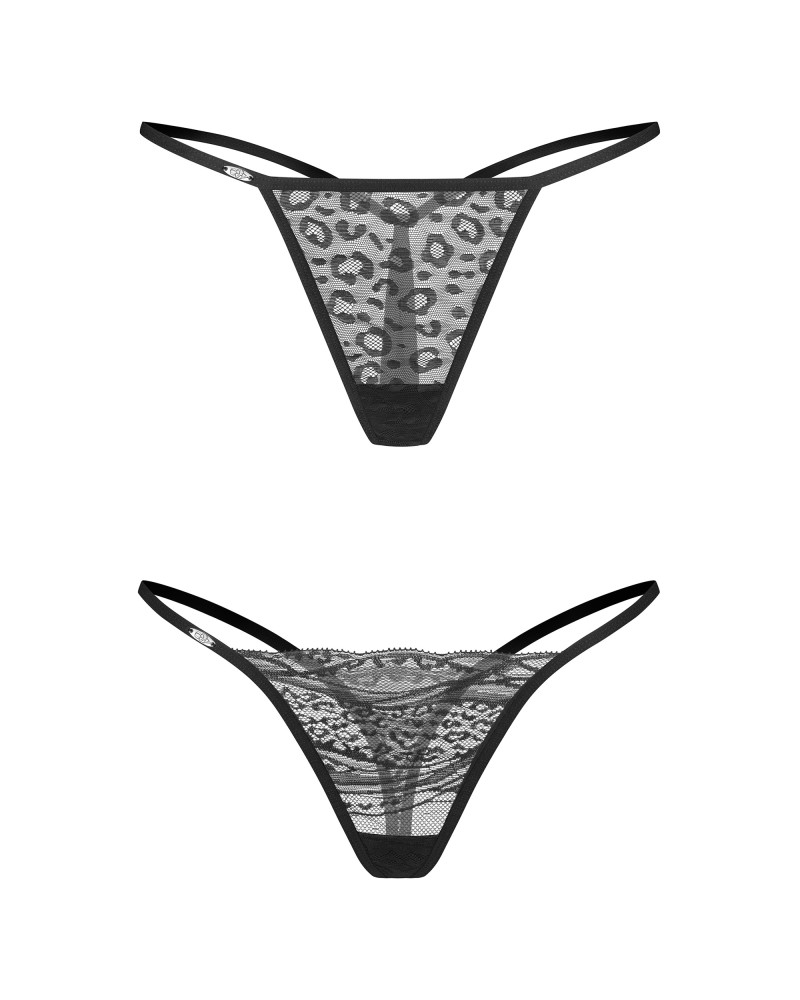 Set Chiloți Tanga Clara - 2 Bucăți, Dantelă & Print Leopard - imagine 24