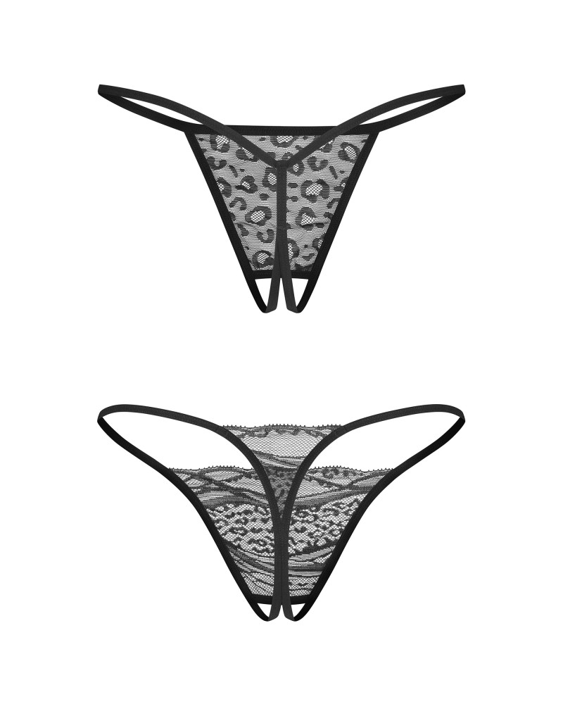 Set Chiloți Tanga Bianca Obsessive - 2 Bucăți, Dantelă & Print Animal - imagine 21