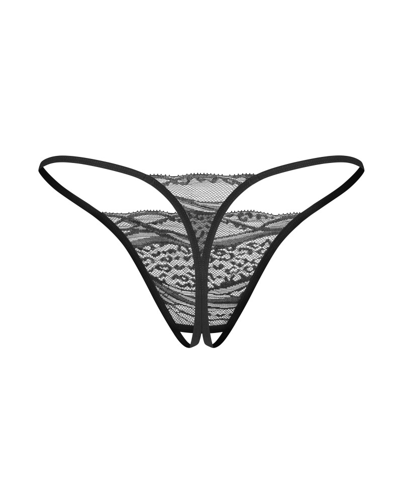 Set Chiloți Tanga Bianca Obsessive - 2 Bucăți, Dantelă & Print Animal - imagine 3