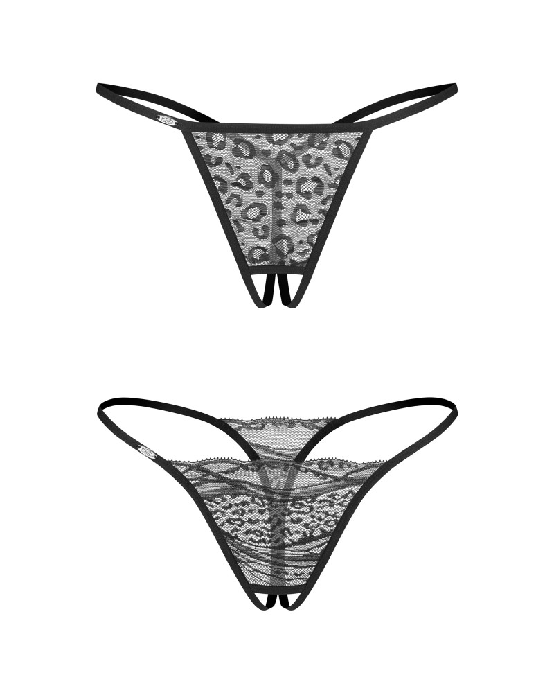 Set Chiloți Tanga Bianca Obsessive - 2 Bucăți, Dantelă & Print Animal - imagine 6
