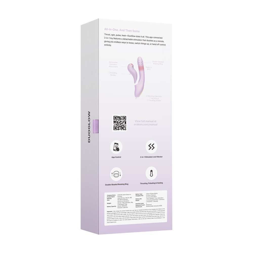 Vibrator Svakom DuoGlow - 6300 Vibrații/Min, App Control & Design 2-în-1 Detașabil - imagine 12