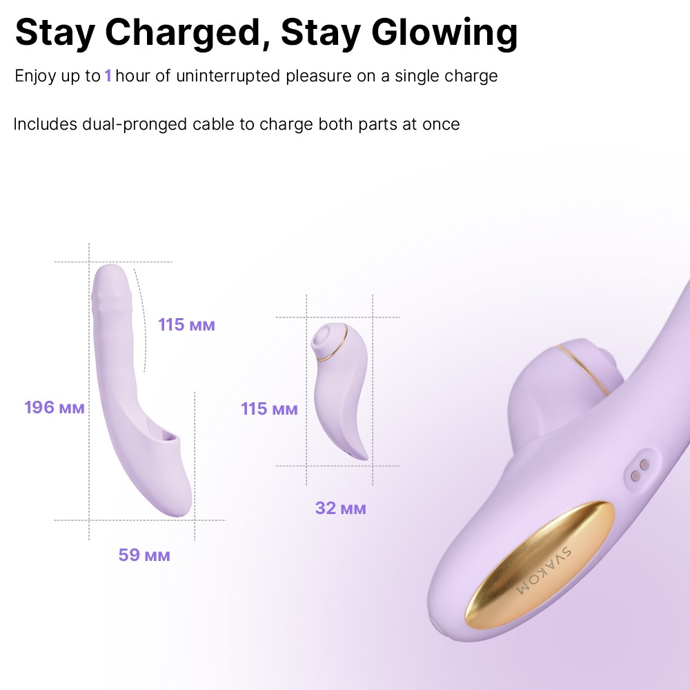 Vibrator Svakom DuoGlow - 6300 Vibrații/Min, App Control & Design 2-în-1 Detașabil - imagine 16