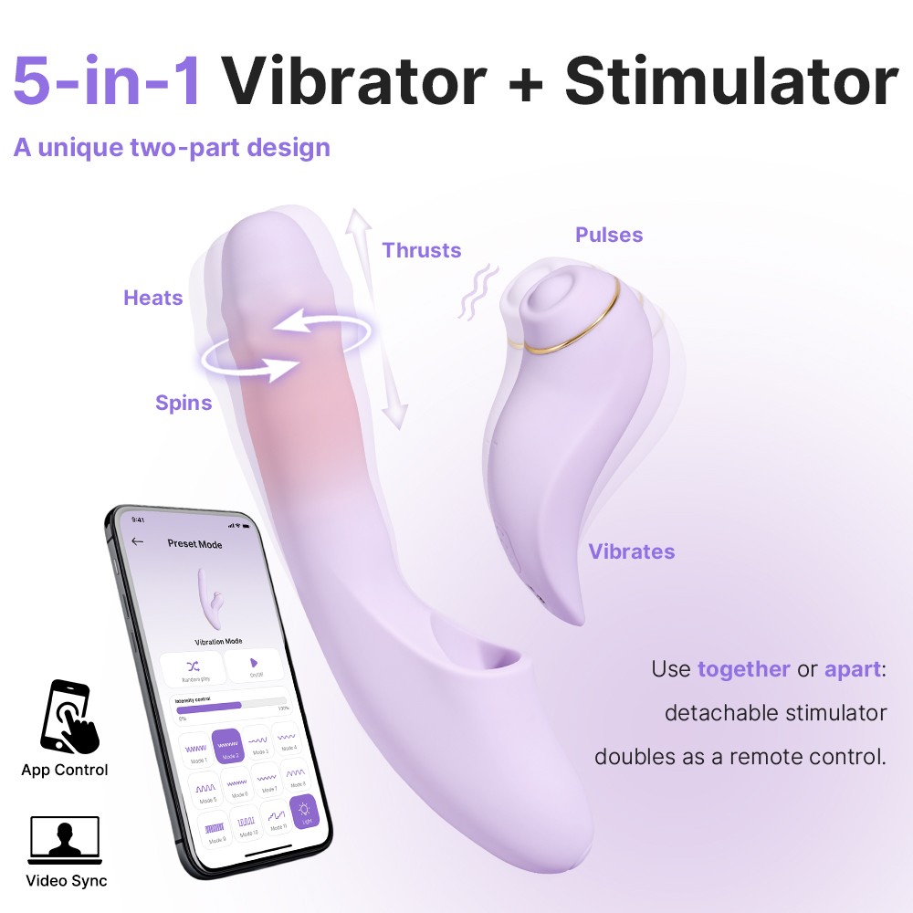 Vibrator Svakom DuoGlow - 6300 Vibrații/Min, App Control & Design 2-în-1 Detașabil - imagine 20