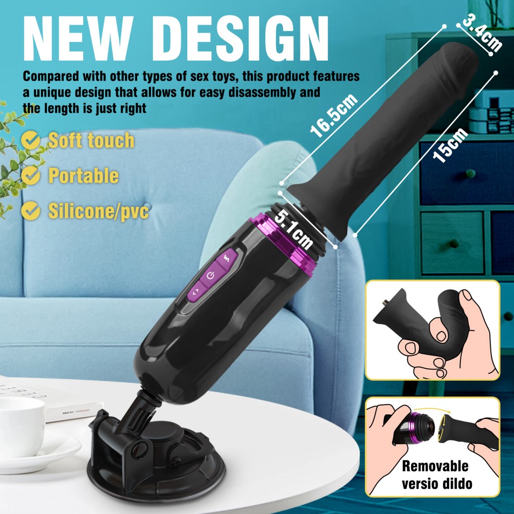 Mașină de Sex Hiram - 6 Frecvențe de Împingere & Telecomandă Wireless 10m - imagine 3