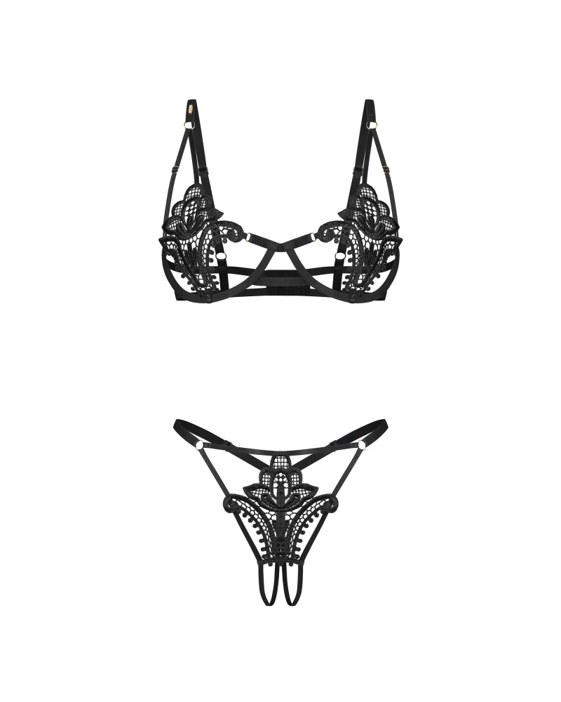Lenjerie Luise Sublim Black - Cupe Deschise & Dantelă Guipure - imagine 7