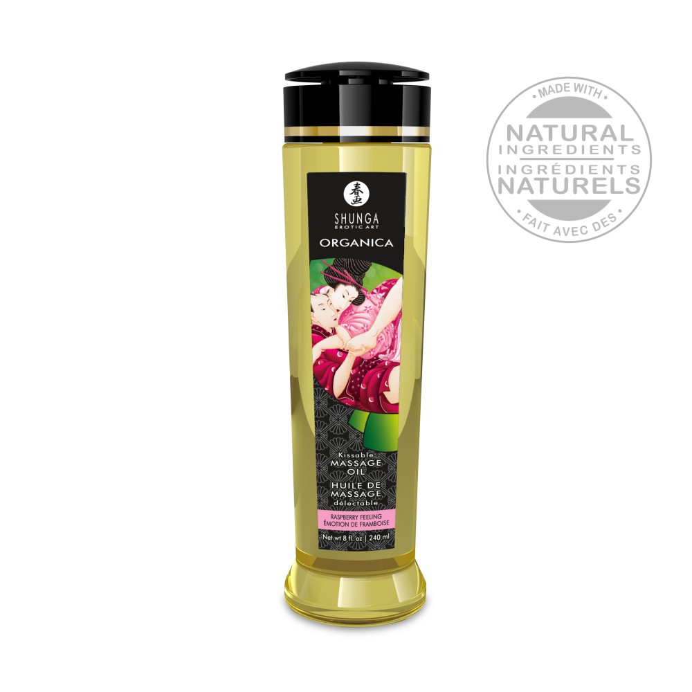 Ulei Masaj Shunga Raspberry Organic - 240 ml & Comestibil - imagine 2