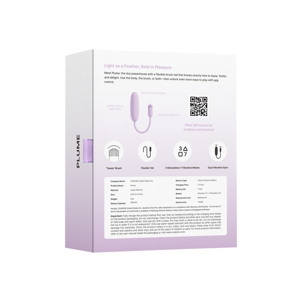 Vibrator Bullet Plume Pastel Lilac - Perie Flexibilă & App Control - imagine 7