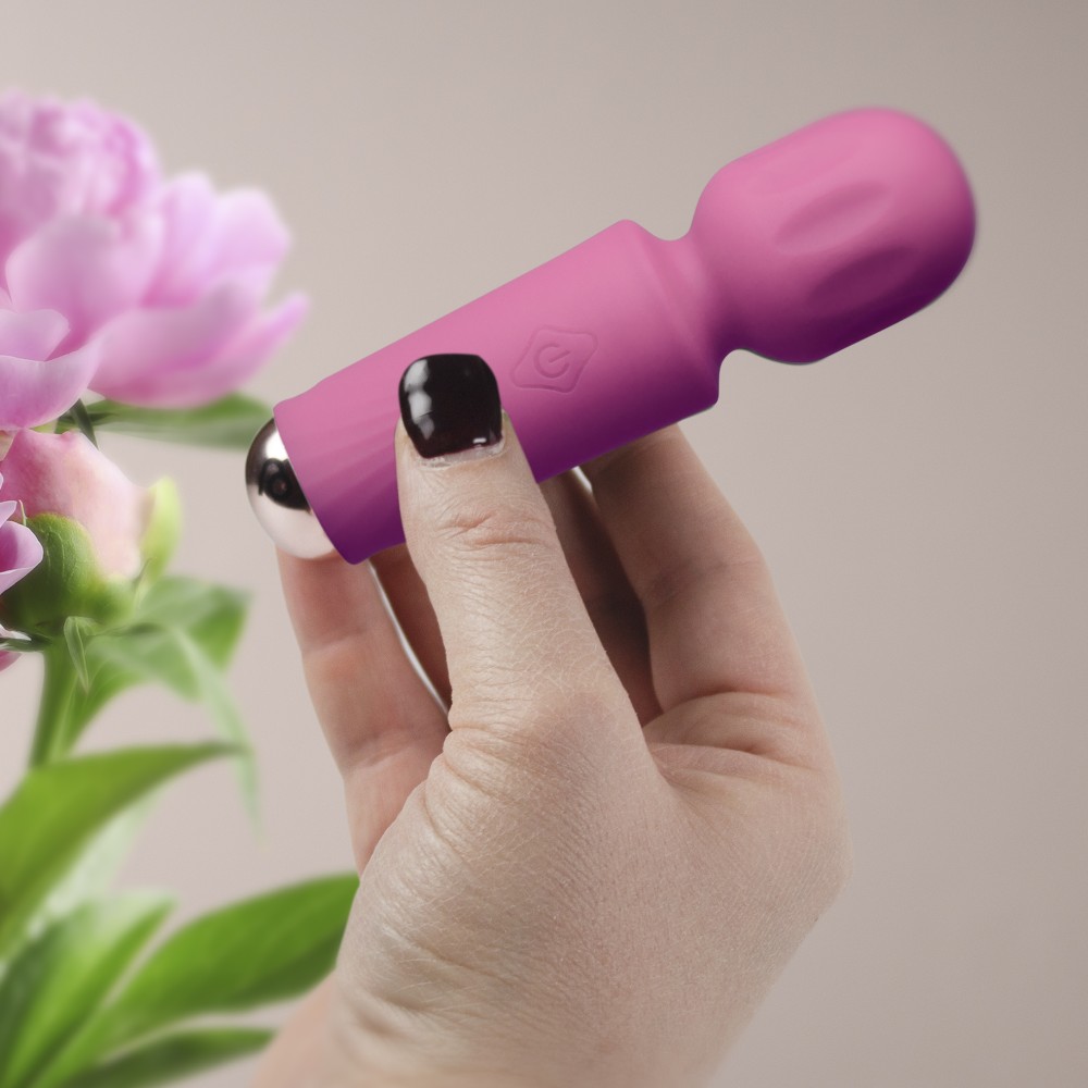 Vibrator Mini Wand Peony Pink - 16 Funcții Vibrație, Reîncărcabil & Waterproof - imagine 12