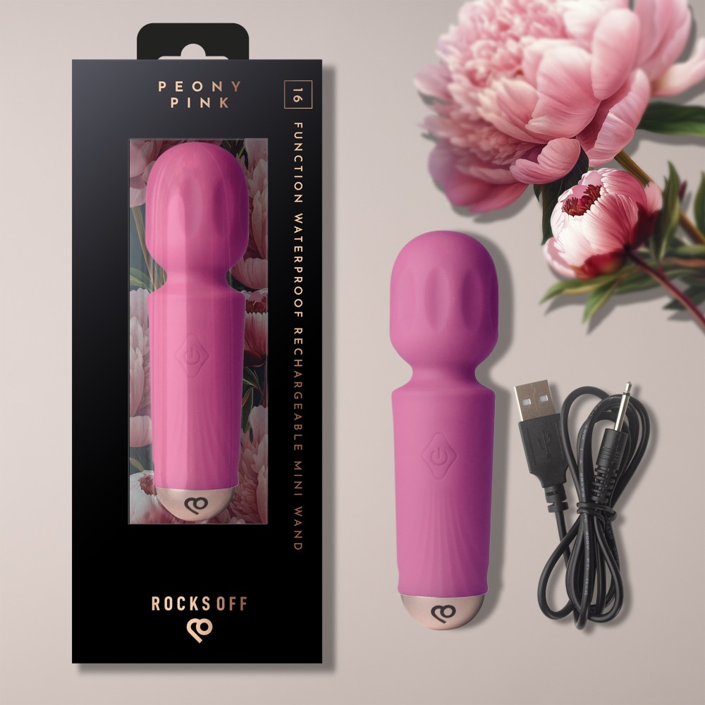 Vibrator Mini Wand Peony Pink - 16 Funcții Vibrație, Reîncărcabil & Waterproof - imagine 13