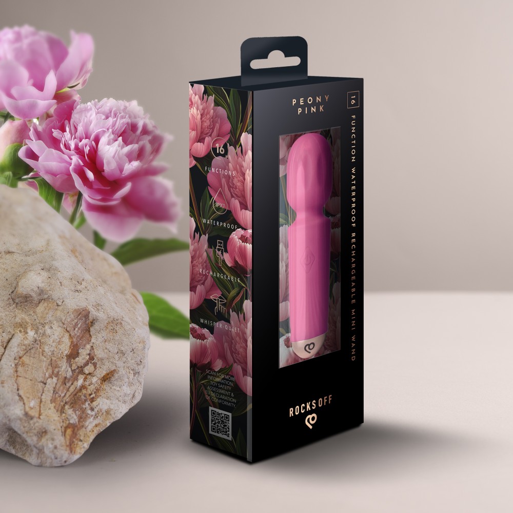 Vibrator Mini Wand Peony Pink - 16 Funcții Vibrație, Reîncărcabil & Waterproof - imagine 14