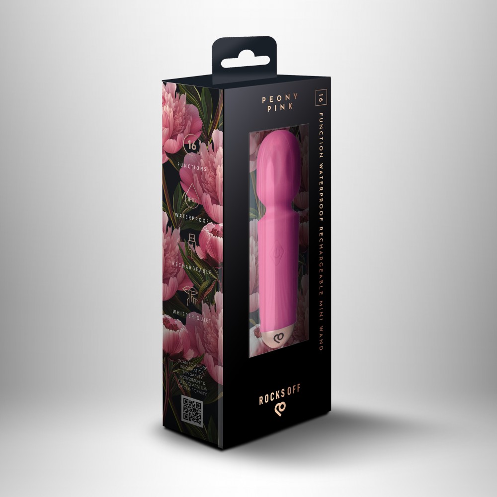 Vibrator Mini Wand Peony Pink - 16 Funcții Vibrație, Reîncărcabil & Waterproof - imagine 16