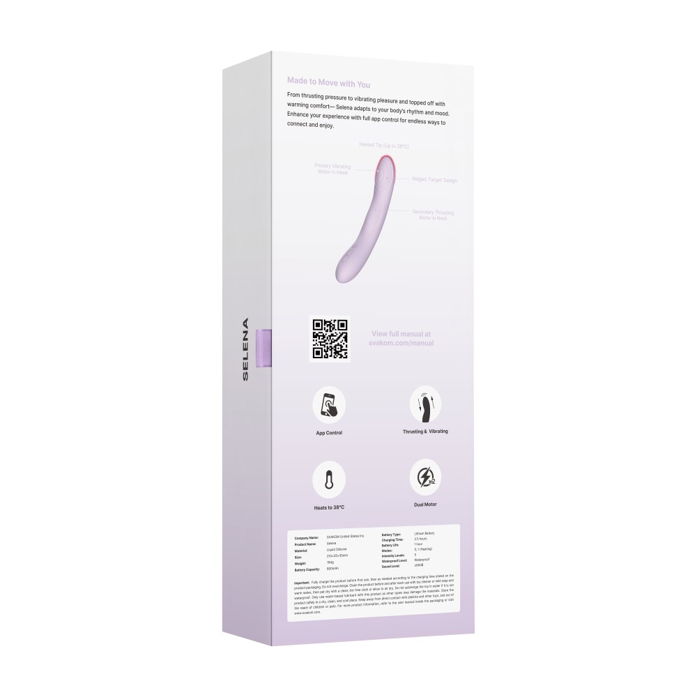 Vibrator Selena Pastel Lilac - Dual Motor, Încălzire 38°C & App Control - imagine 4