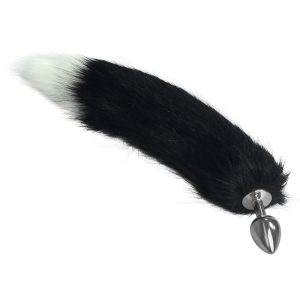 Dop Anal cu Codiță - Metal Anal Tail White+Black #1