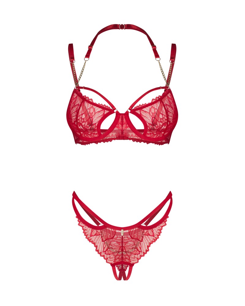 Set Lenjerie Matildea - Sutien din Dantelă & Chilot Decupat Inghinal - imagine 10