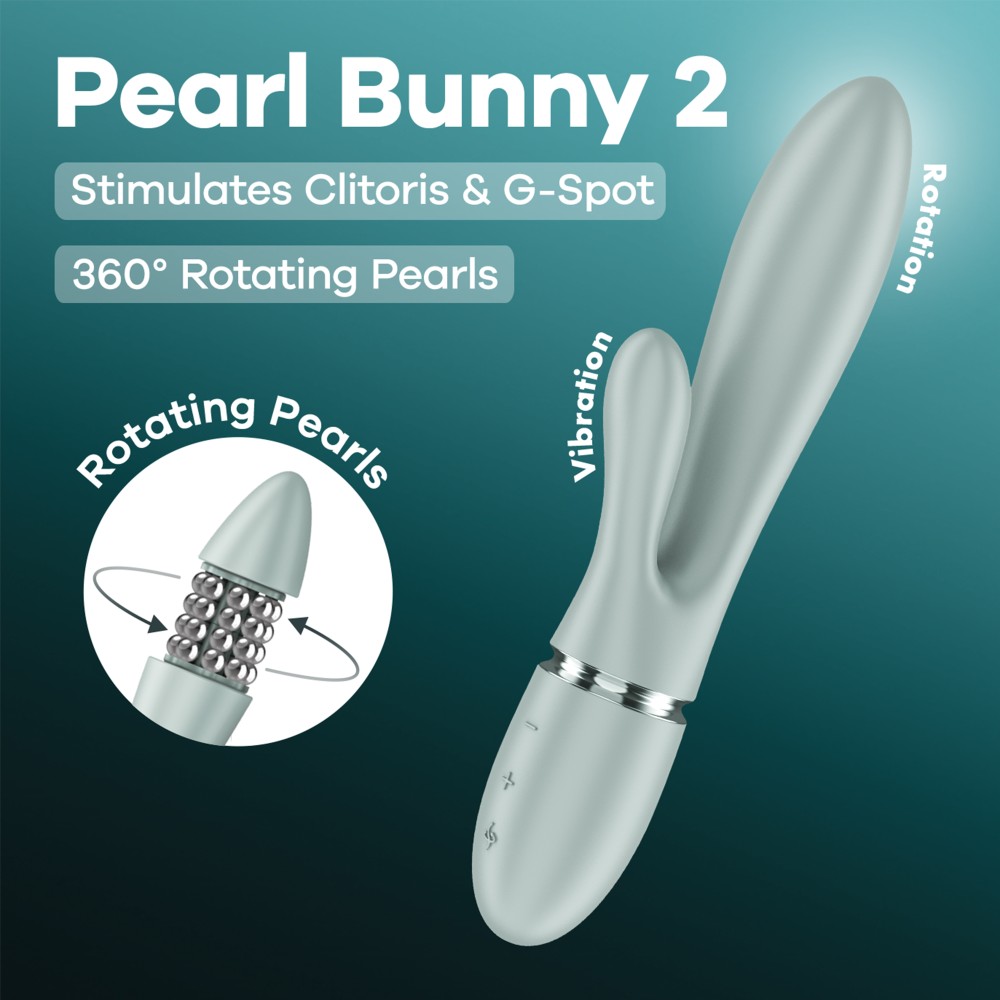 Vibrator Rabbit Pearl Bunny 2 - 12 Programe de Rotație & Vibrație, Perle Rotative 360° - imagine 3