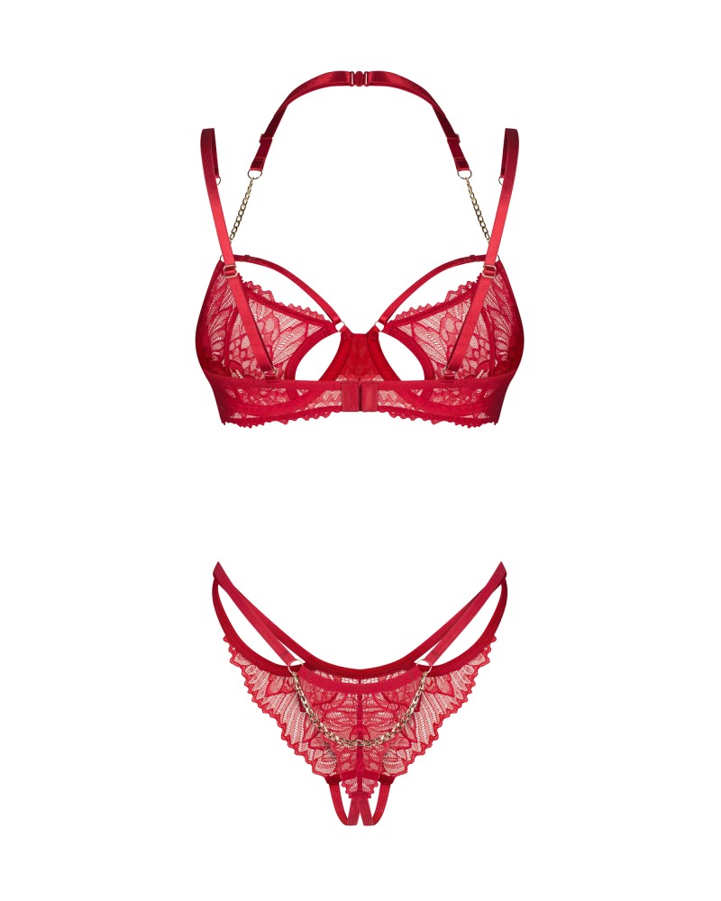 Set Lenjerie Matildea - Sutien din Dantelă & Chilot Decupat Inghinal - imagine 4