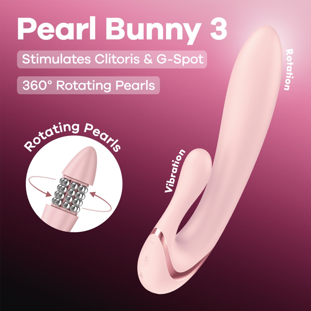 Vibrator Pearl Bunny 3 - Perle Rotative 360° & Motor Dublu - imagine 3
