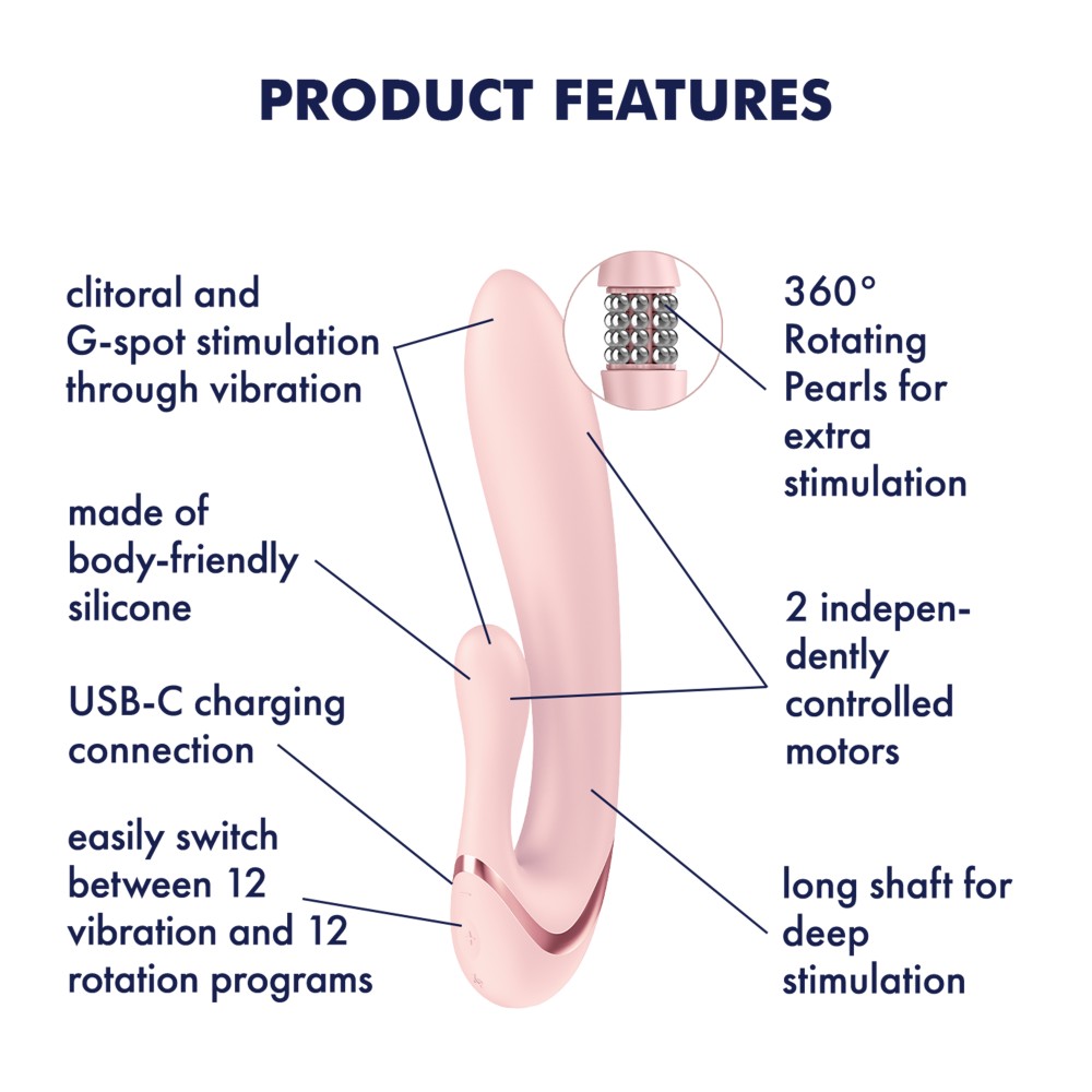 Vibrator Pearl Bunny 3 - Perle Rotative 360° & Motor Dublu - imagine 9