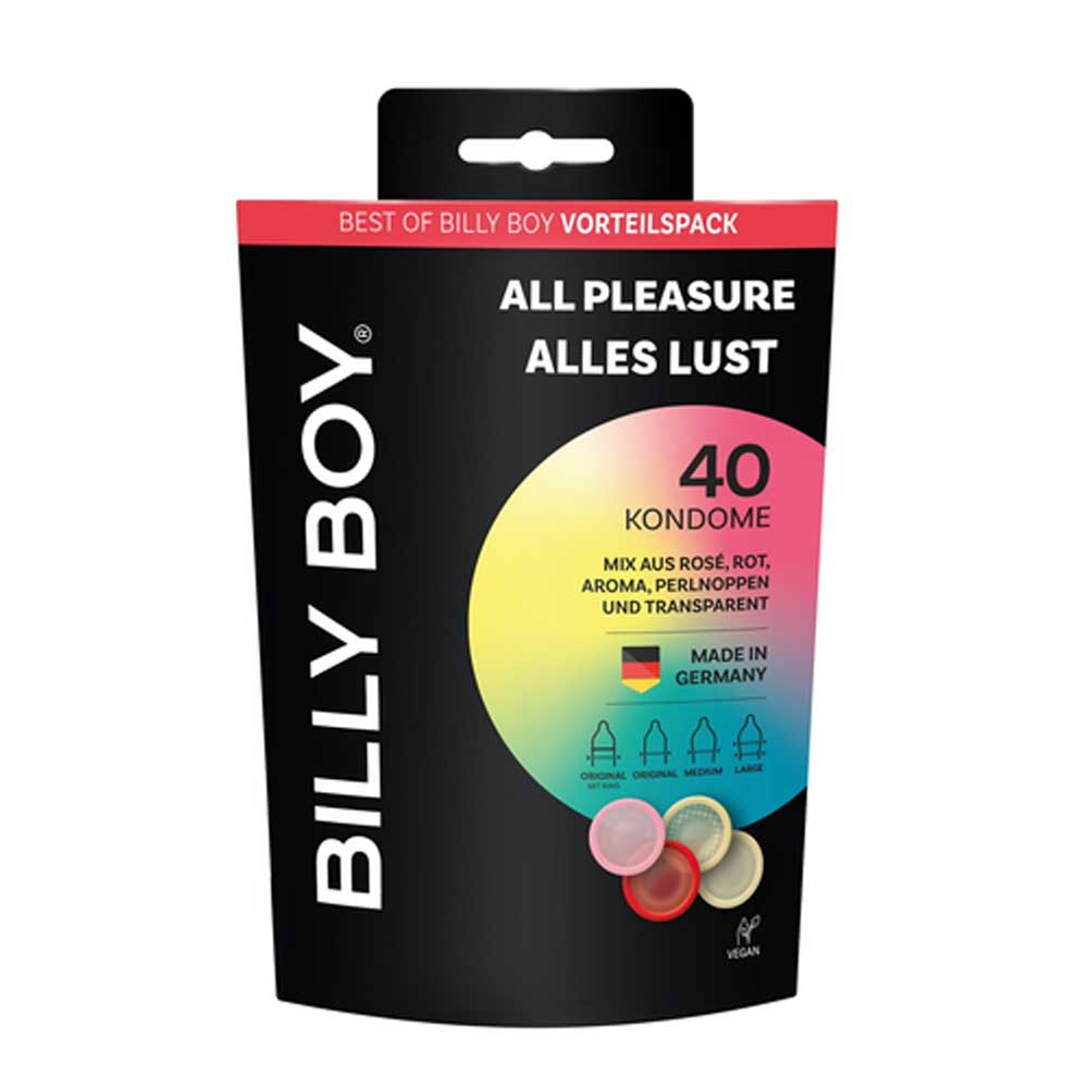 Prezervative Billy Boy All Pleasure - Aromă, Striații & Inel, 40 buc - imagine 4