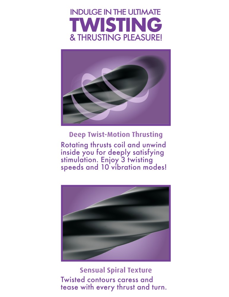 Vibrator Twist Ecstacy - Rotație Spiralată & 3 Viteze + 10 Moduri de Vibrație - imagine 3